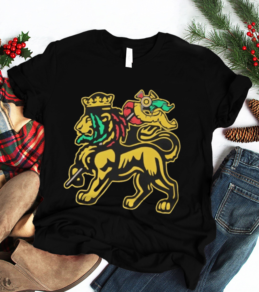 Conquering Lion Of Judah Rastafarian Flag T-Shirt