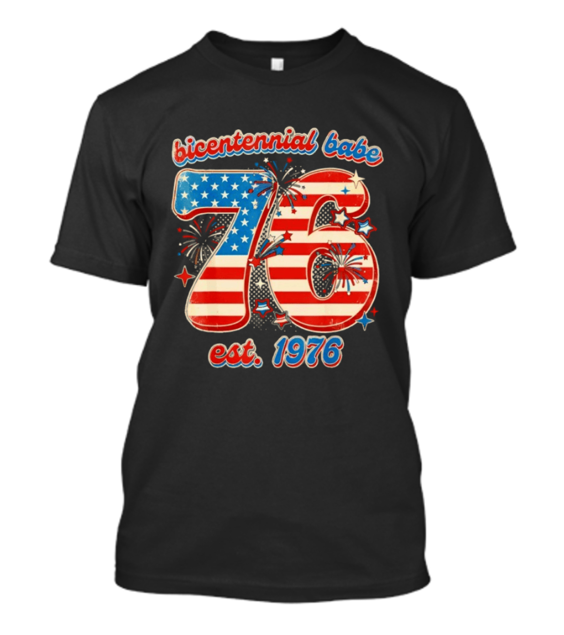 Bicentennial Babe 76 Est. 1976 American Flag 50th Birthday T-Shirt