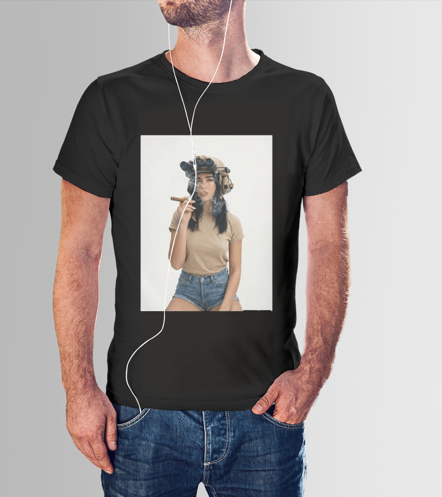 D Lipa Smoking Cigar Night Vision Helmet Aesthetic T-Shirt