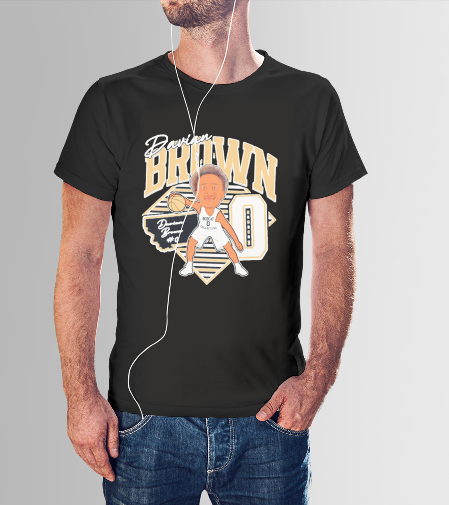 Davian Brown Bobcat Collective #0 Caricature Montana State T-Shirt