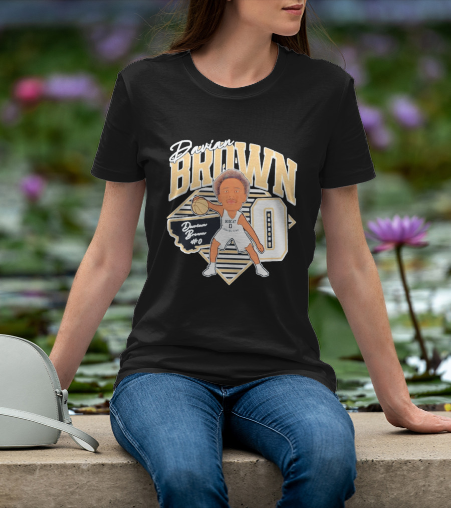 Davian Brown Bobcat Collective #0 Caricature Montana State T-Shirt