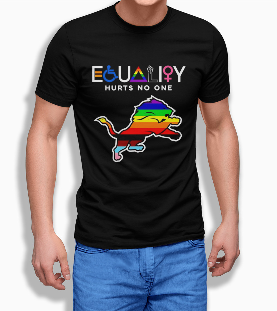 Detroit Lions Equality Rainbow Lion Hurts No One T-Shirt