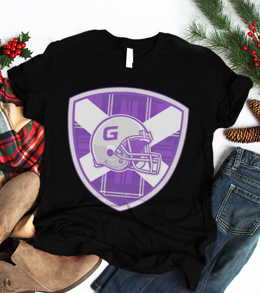 Glasgow Tartan Football Helmet Badge With St. Andrew's Cross T-Shirt