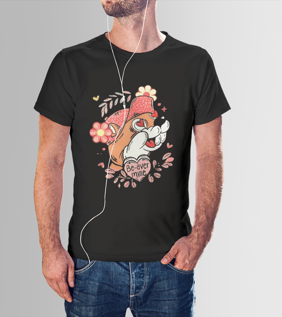 Buc Ee's Beaver Be Mine Valentine's Day Flowers Hearts T-Shirt