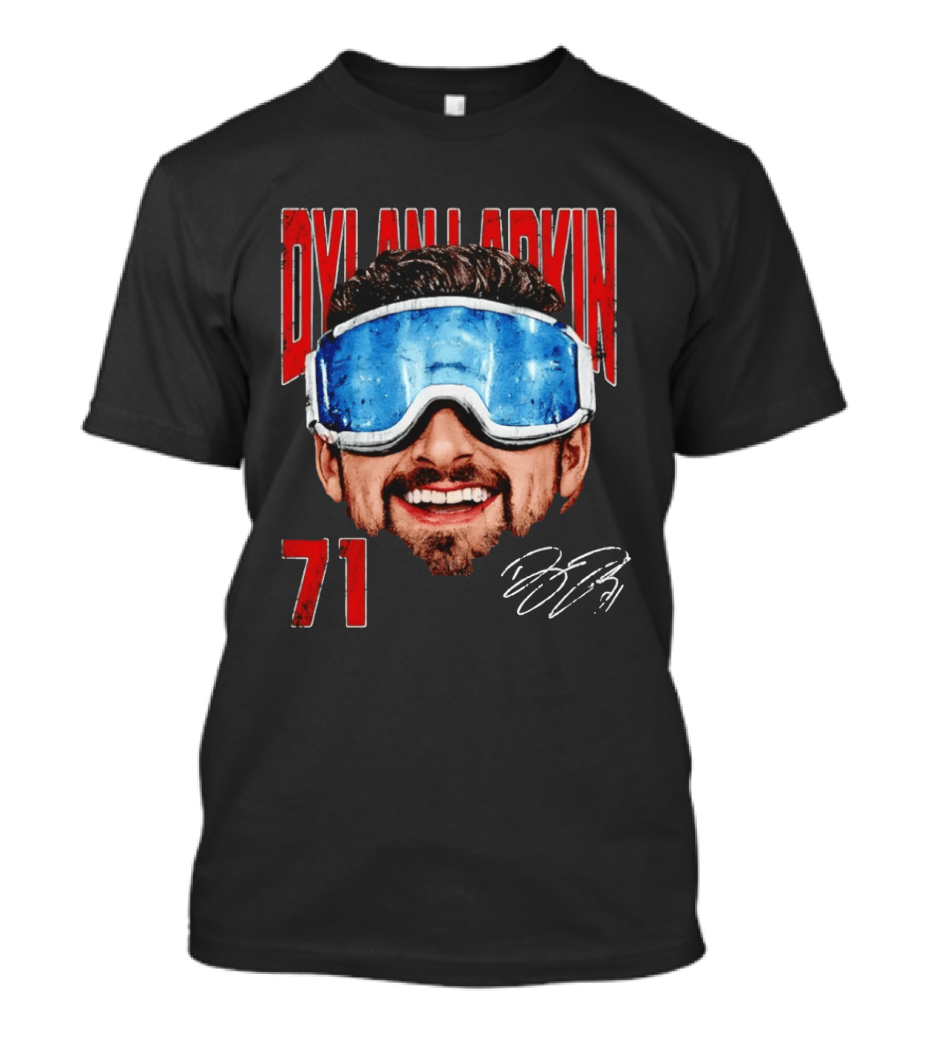 Dylan Larkin 71 Detroit Red Wings Goggles Big Head T-Shirt