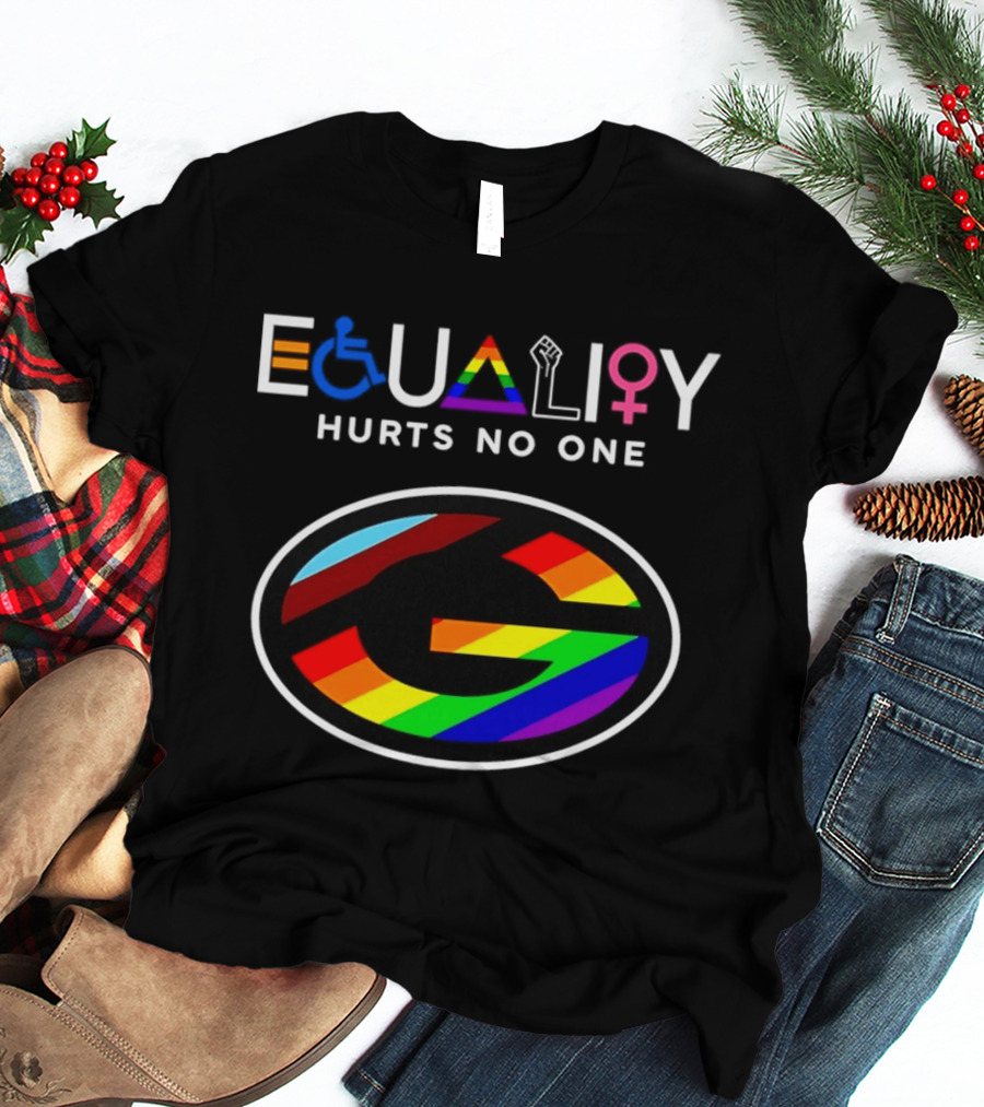 EQUALITY HURTS NO ONE Green Bay Packers Rainbow T-Shirt