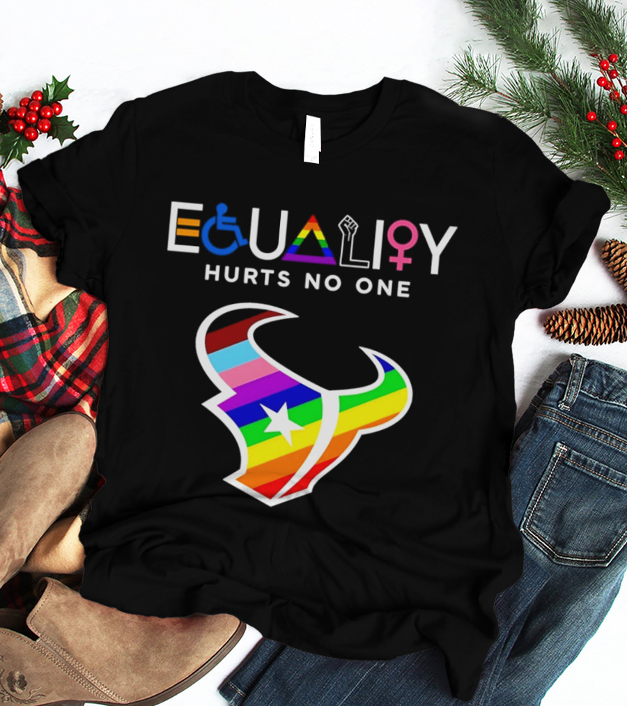Houston Texans Equality Rainbow Logo Hurts No One T-Shirt