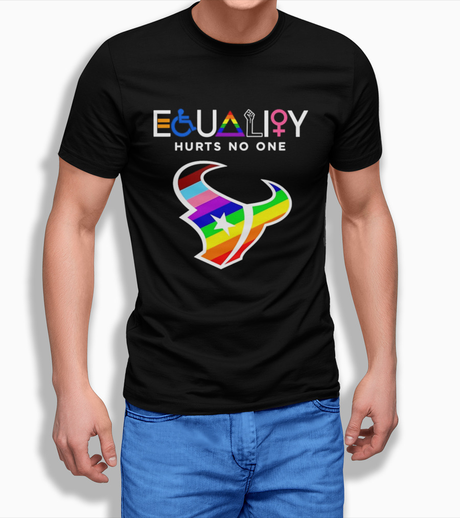 Houston Texans Equality Rainbow Logo Hurts No One T-Shirt