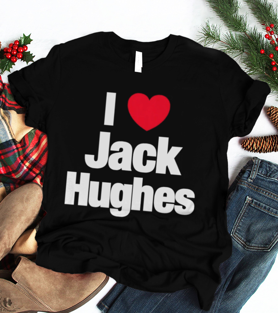I Love Jack Hughes New Jersey Devils Heart Fan T-Shirt