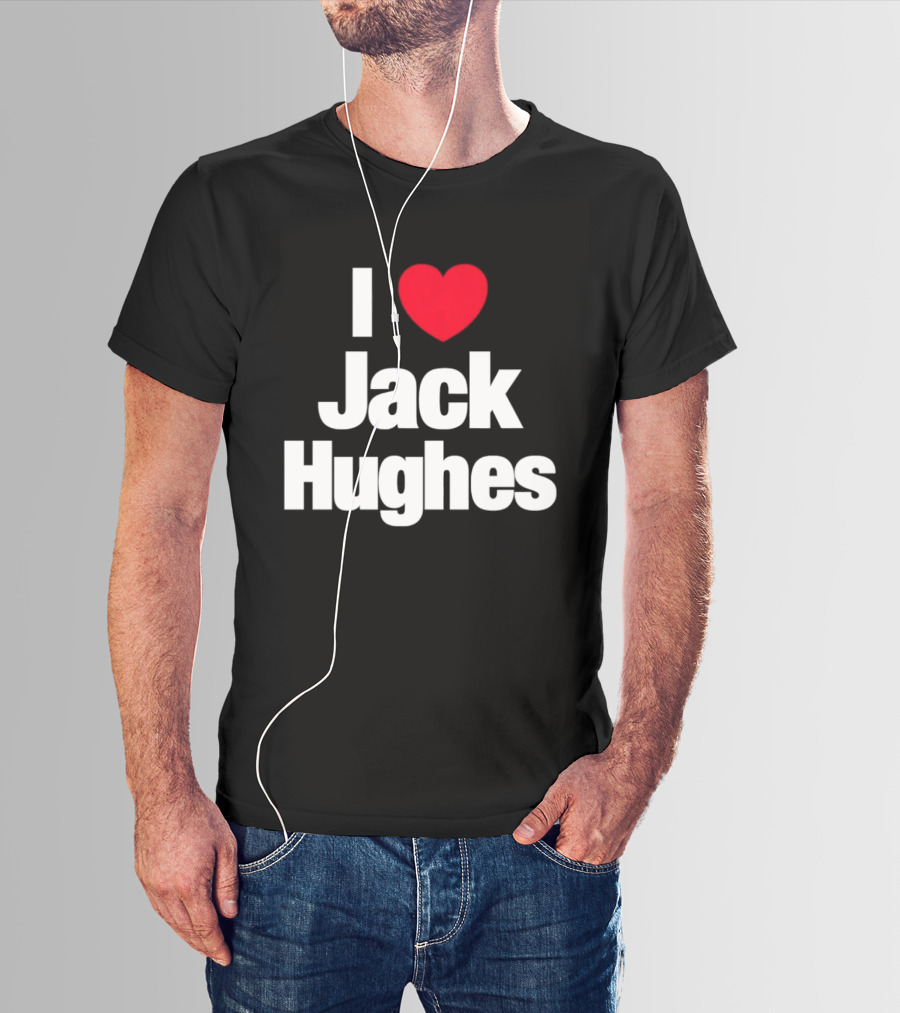 I Love Jack Hughes New Jersey Devils Heart Fan T-Shirt