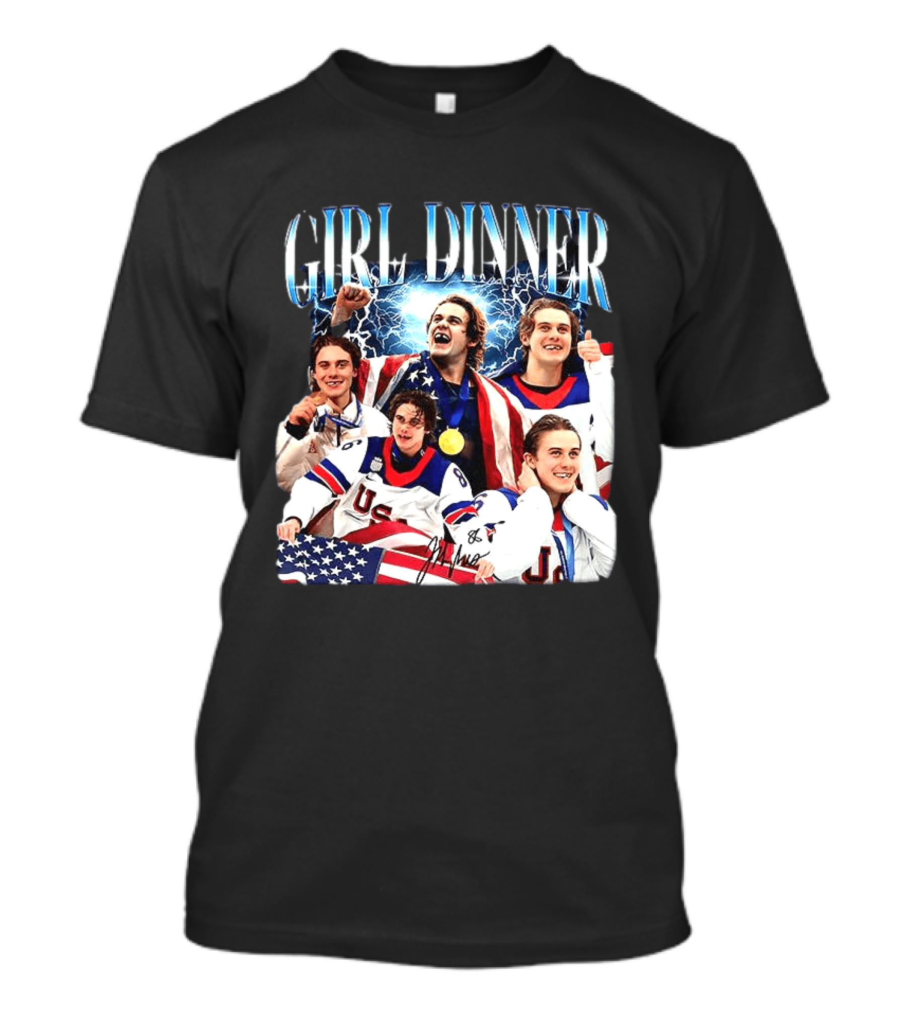 Girl Dinner Jack Hughes USA Hockey Team Celebration T-Shirt