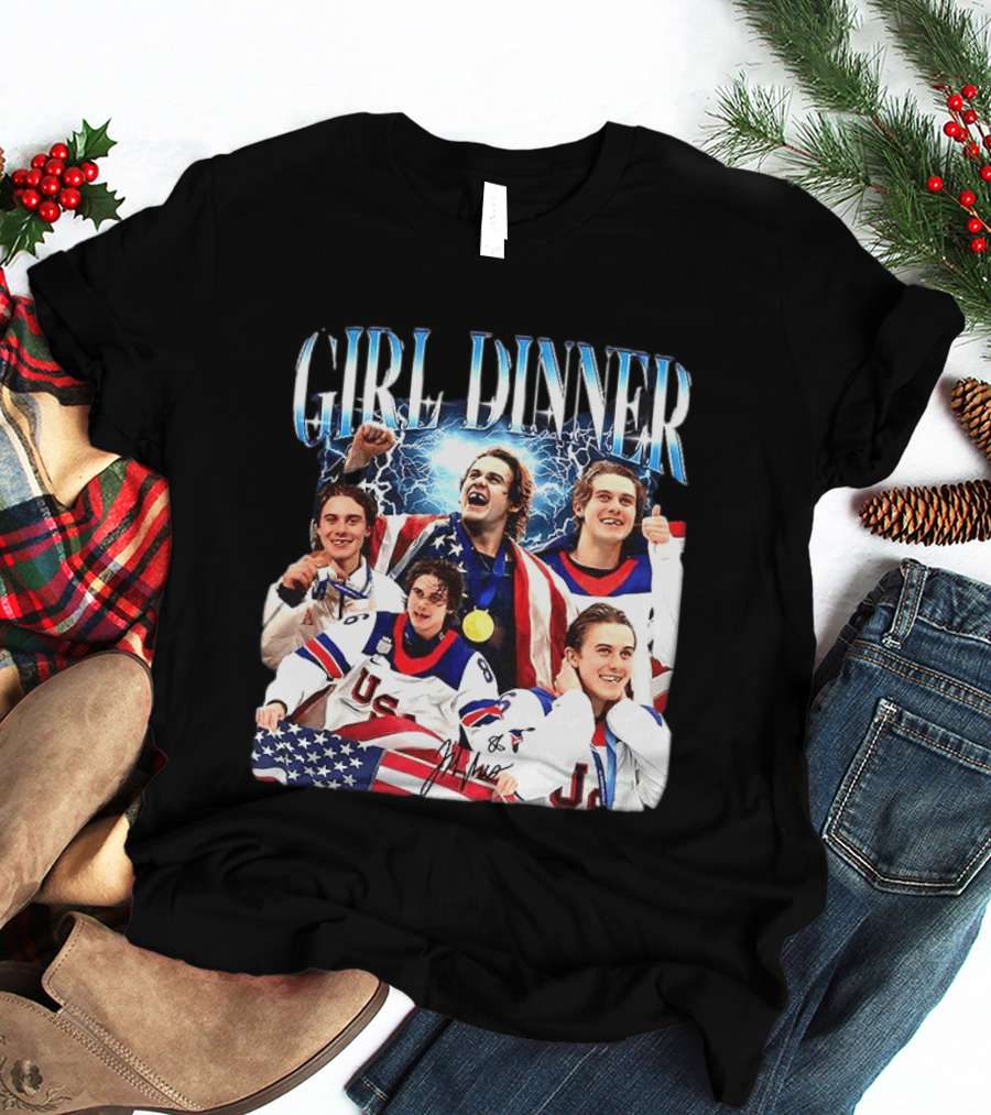 Girl Dinner Jack Hughes USA Hockey Team Celebration T-Shirt