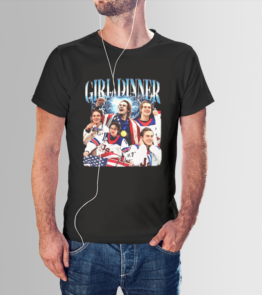 Girl Dinner Jack Hughes USA Hockey Team Celebration T-Shirt