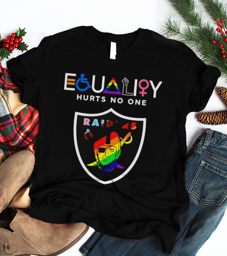 Las Vegas Raiders Equality Rainbow Symbol Hurts No One T-Shirt