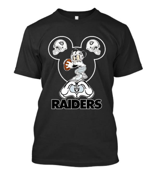 Las Vegas Raiders Mickey Mouse Football Heart Hands Helmet T-Shirt