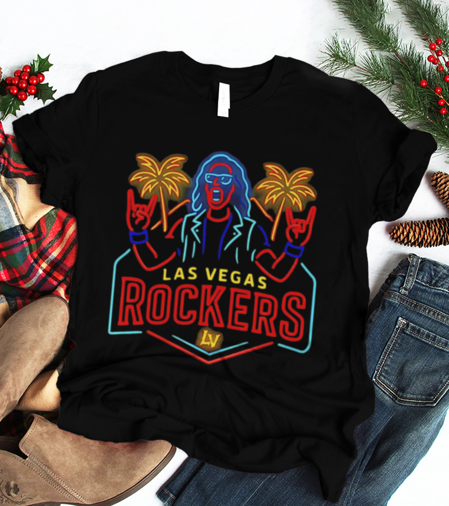 Las Vegas Rockers Neon Palm Trees Rockstar T-Shirt
