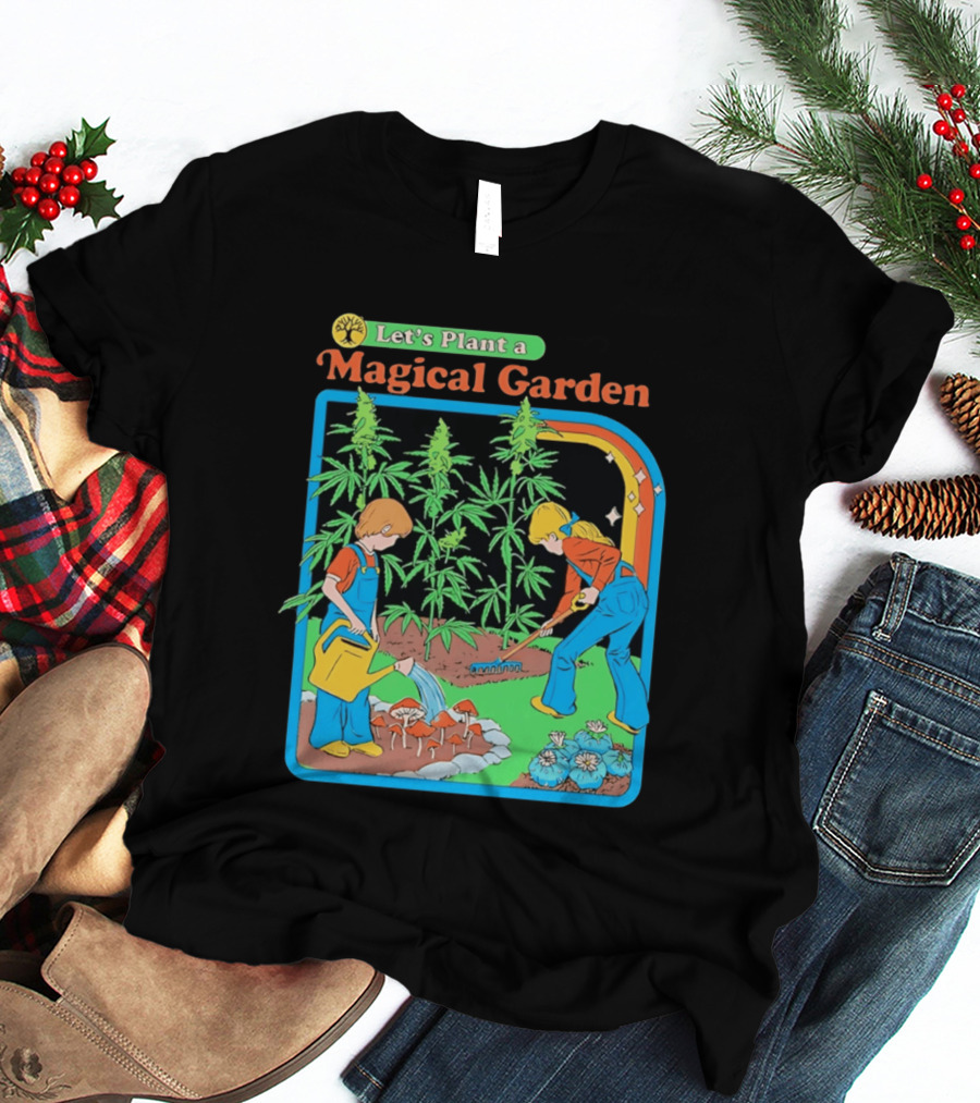 Let's Plant A Magical Garden Children Steven Rhodes Retro Gardening Adventure T-Shirt