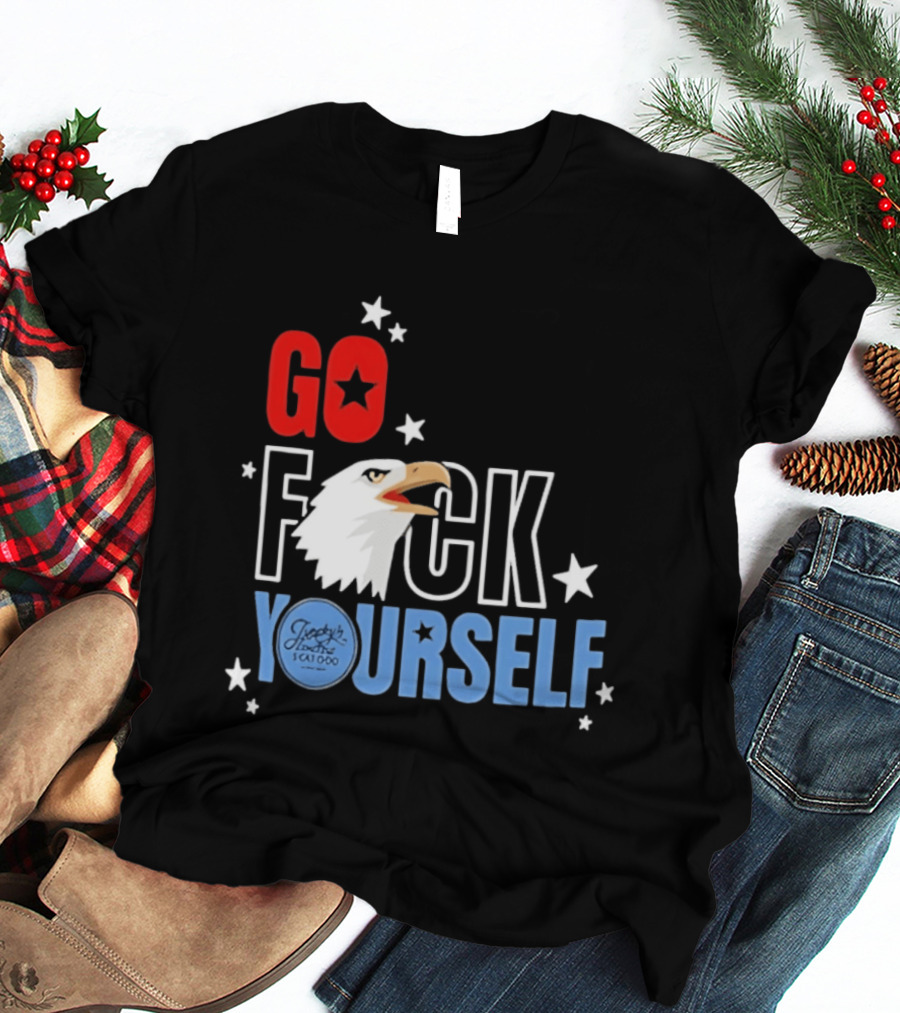 Jimmys Famous Seafood Go F Yourself Bald Eagle Stars T-Shirt