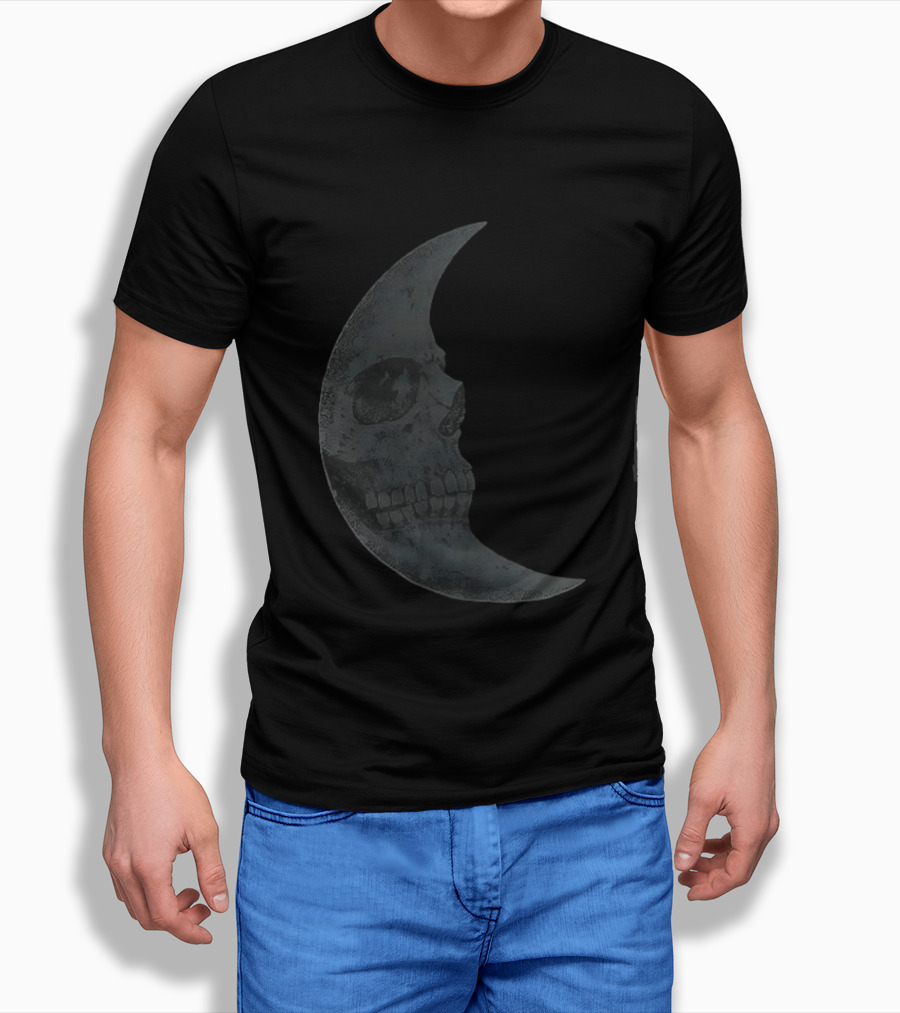 Lunar Crescent Skull Art Crescent Moon Skull T-Shirt