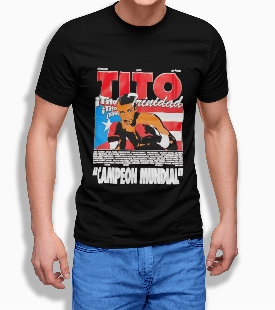 Tito Trinidad Campeon Mundial Puerto Rican Flag Boxing Legend T-Shirt