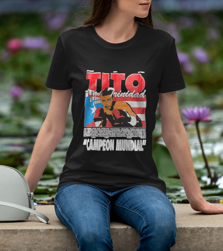 Tito Trinidad Campeon Mundial Puerto Rican Flag Boxing Legend T-Shirt
