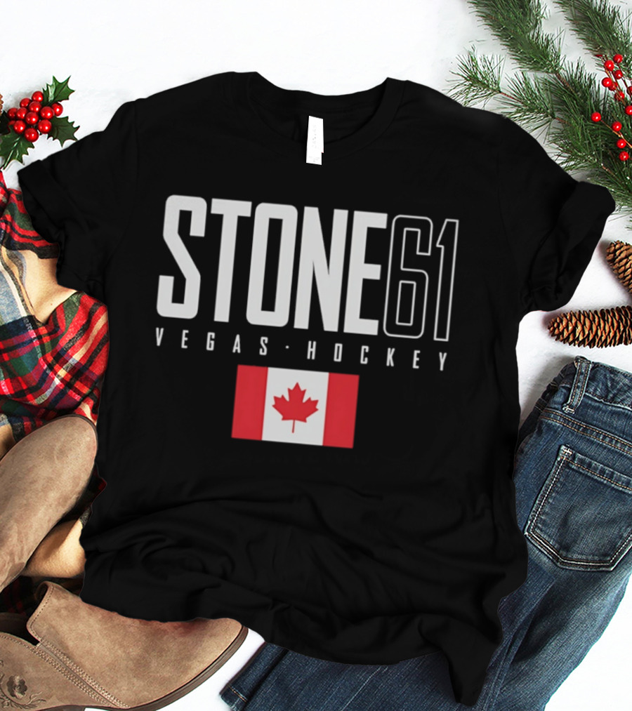 Vegas Hockey Stone 61 Canada Flag T-Shirt