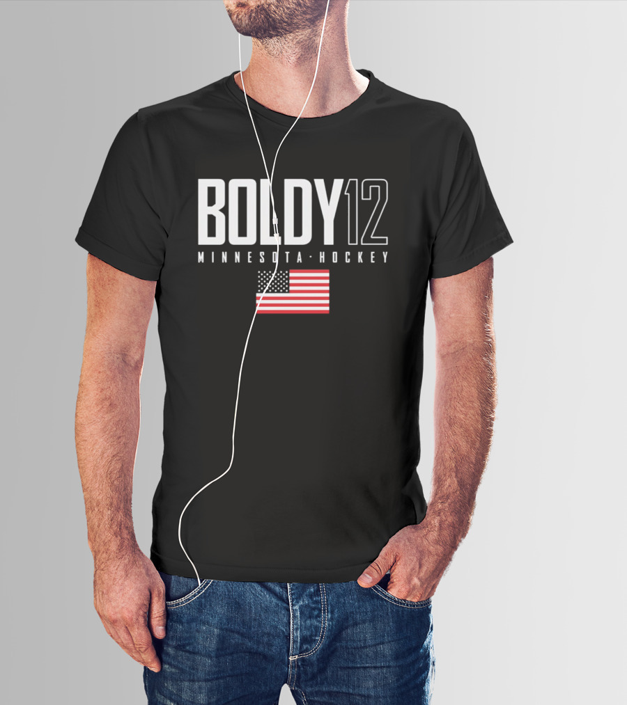 BOLDY 12 Minnesota Hockey USA Flag T-Shirt