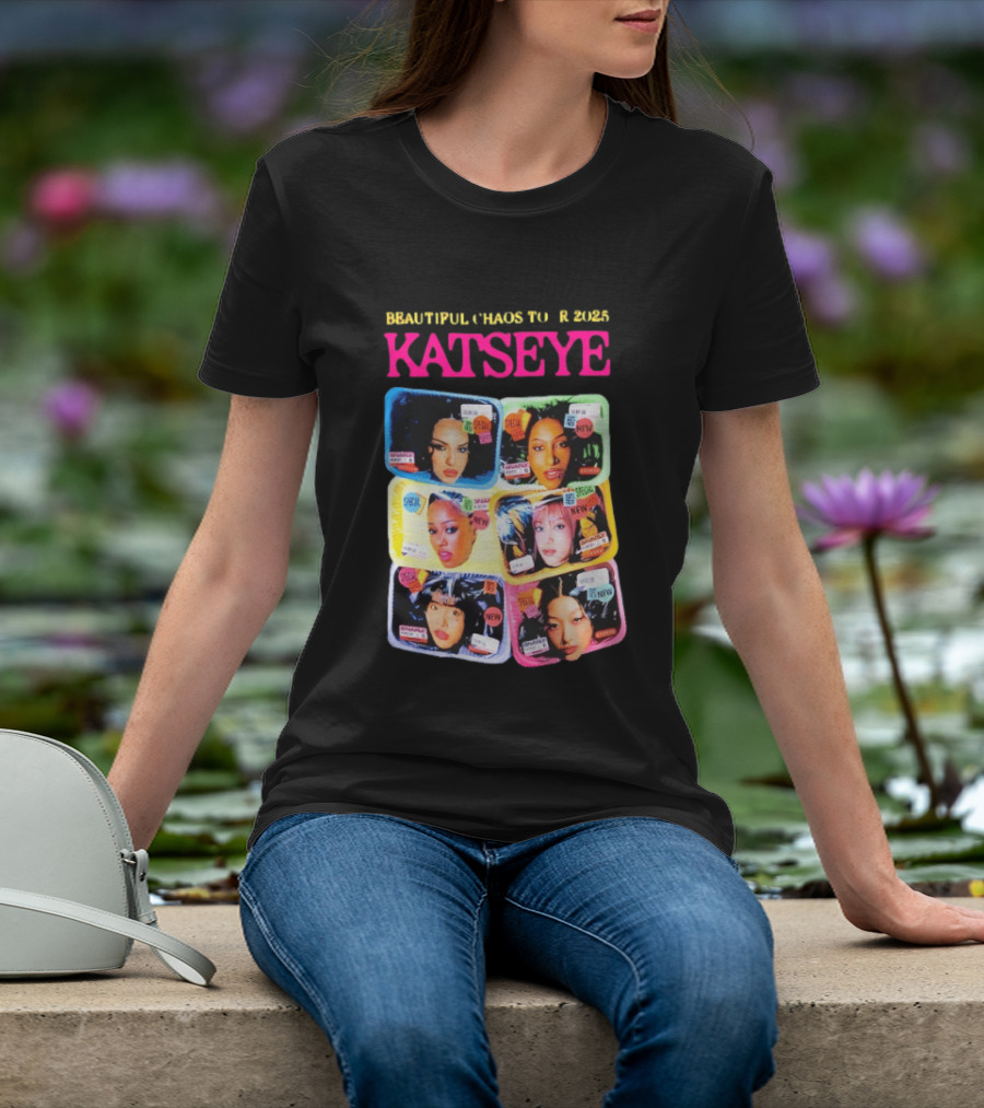 Beautiful Chaos Tour 2025 Katseye Selfie Expressive Portraits 90s Pop T-Shirt