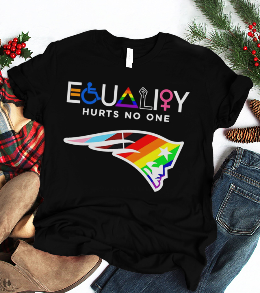 New England Patriots Equality Hurts No One Inclusive Pride Logos T-Shirt