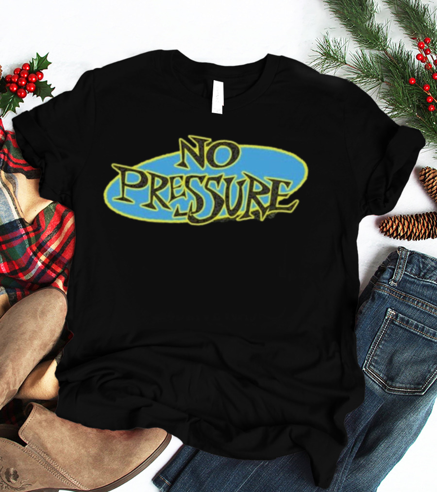 Retro Text Style No Pressure Blue Yellow T-Shirt