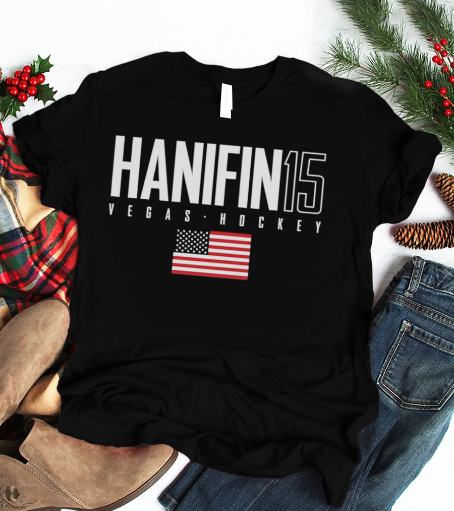 Hanifin 15 Vegas Hockey USA Flag T-Shirt