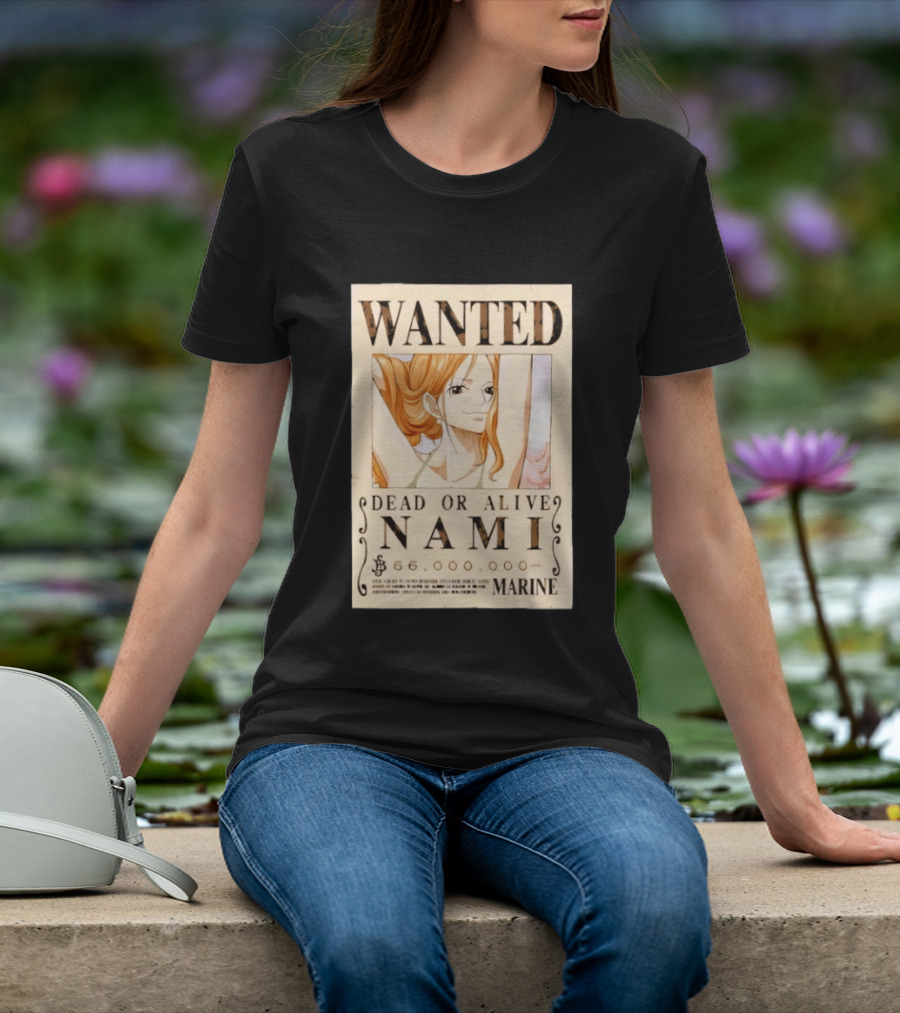 WANTED Dead Or Alive Nami 66,000,000 Beli One Piece Marine T-Shirt