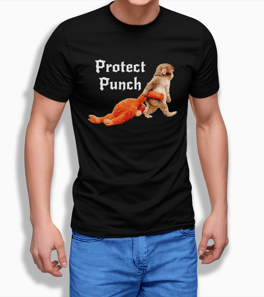 Protect Baby Monkey Punch Cute Cartoon Humor T-Shirt