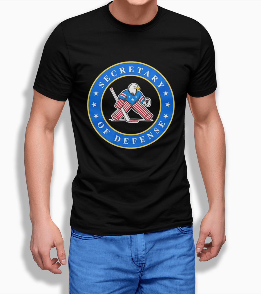 Secretary Of Defense USA Hockey Bald Eagle Goalie Stars Stripes T-Shirt