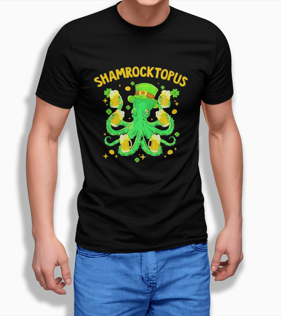 Shamrocktopus Octopus St Patrick's Day Beer Hat Shamrocks T-Shirt