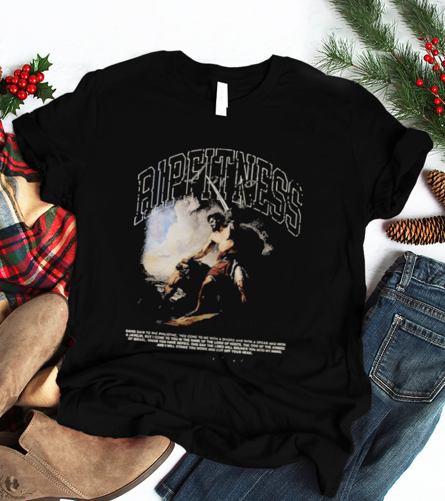 R1pfitness David The Shepherd King Michelangelo Biblical Warrior T-Shirt