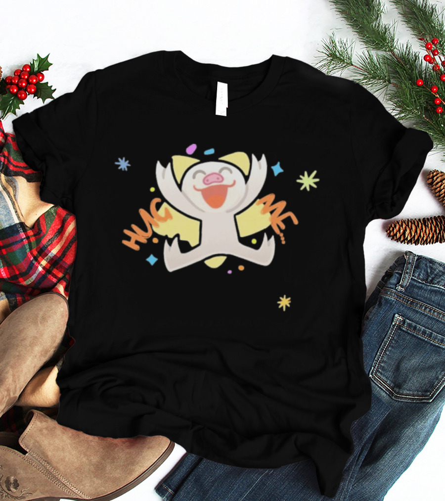 Shovda Hug Me Cute Cartoon Pig With Colorful Stars And Burst T-Shirt