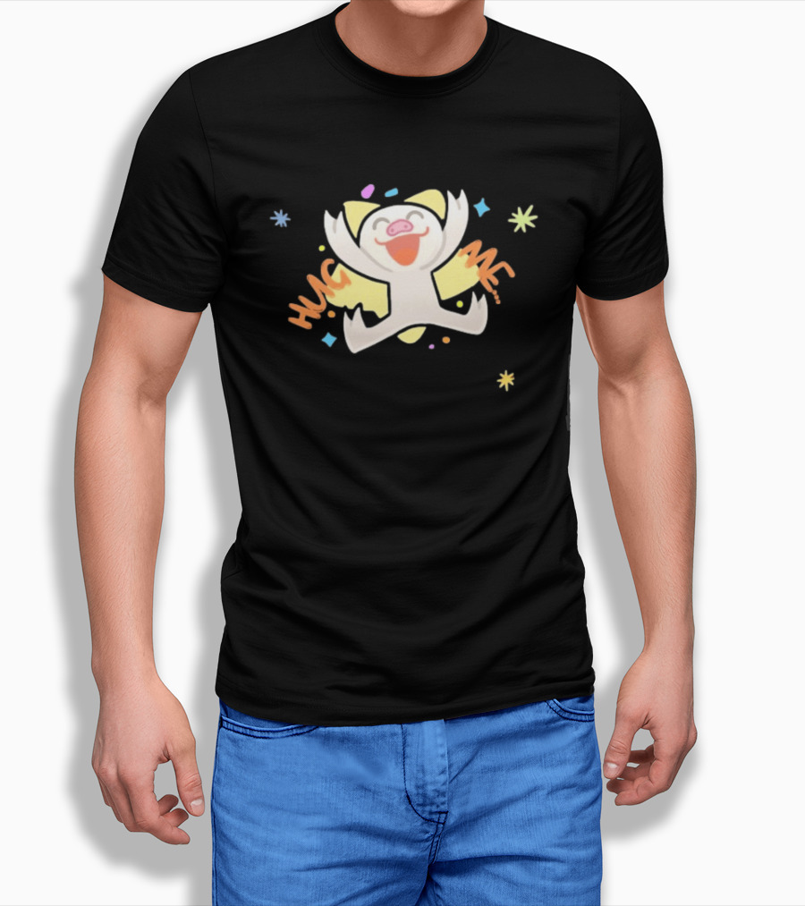 Shovda Hug Me Cute Cartoon Pig With Colorful Stars And Burst T-Shirt