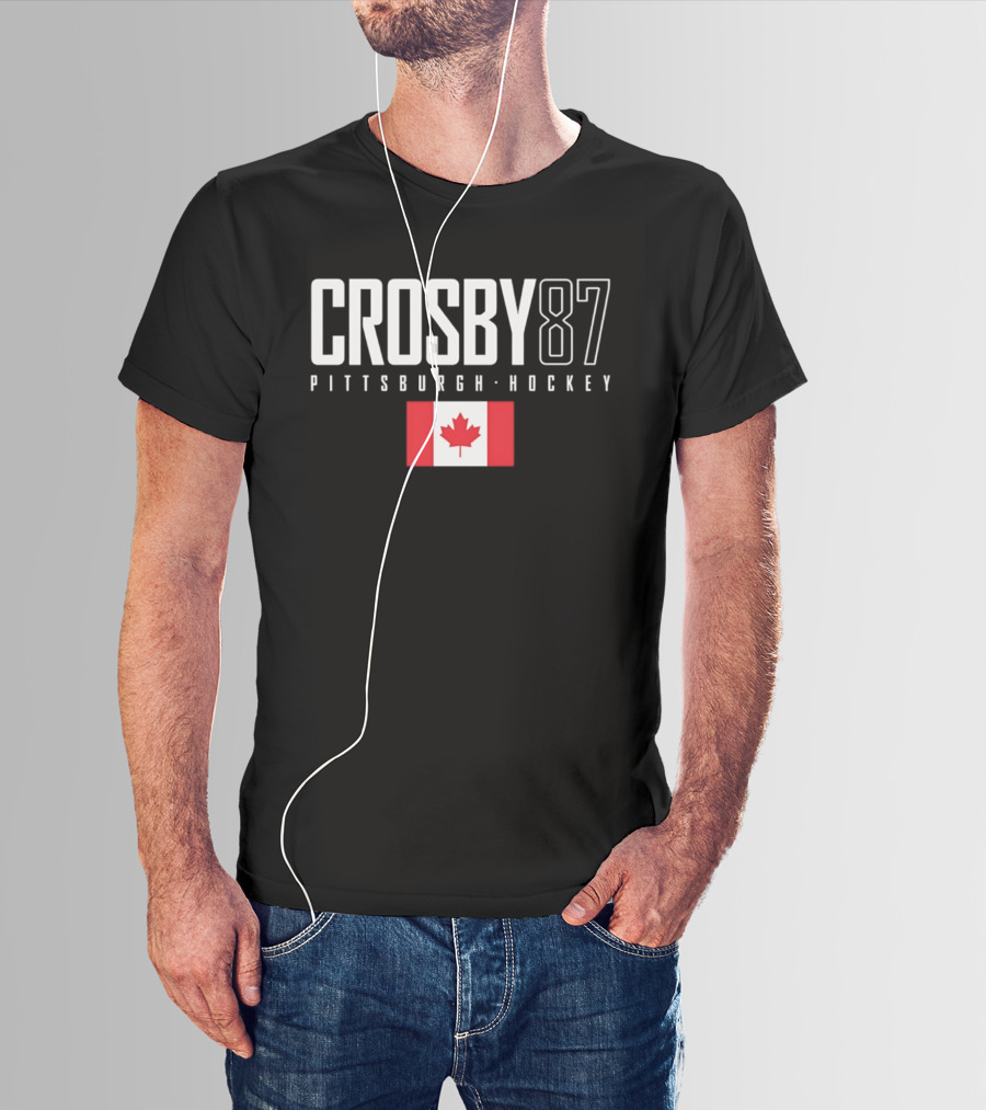 Crosby 87 Pittsburgh Hockey Canada Flag T-Shirt