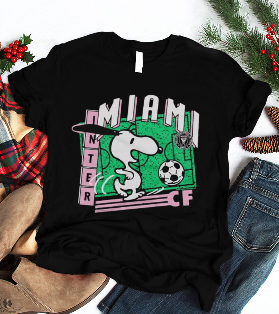 Inter Miami CF Snoopy Soccer Peanuts Collaboration T-Shirt