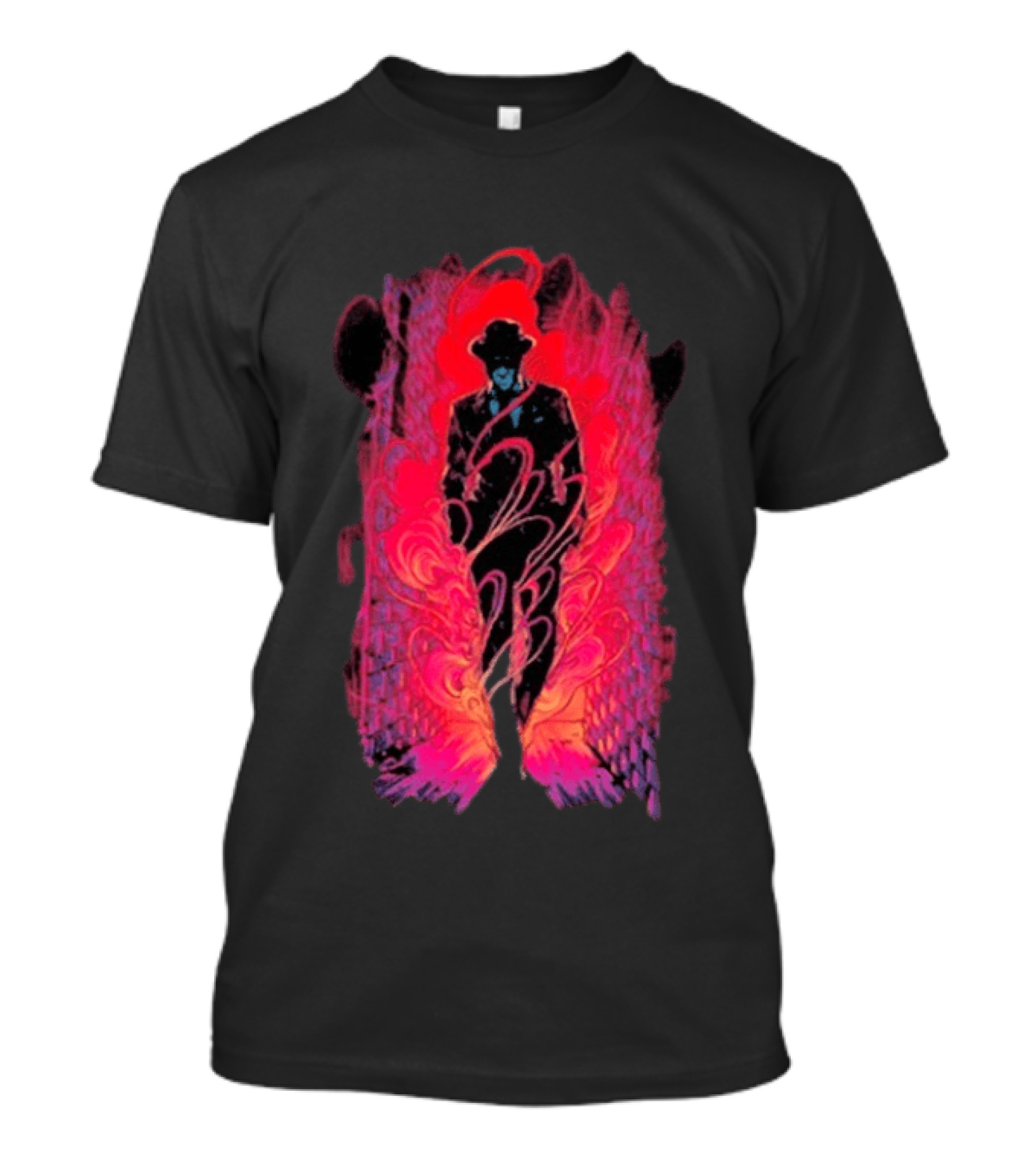 SmallAnt Alleyway Vibrant Silhouette With Swirling Neon T-Shirt