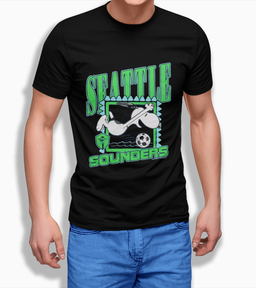 Peanuts Snoopy Seattle Sounders Soccer Collaboration T-Shirt