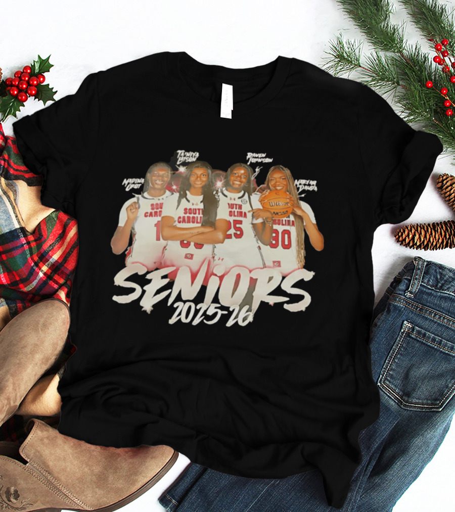 South Carolina Women's Basketball Seniors 2025 26 Aiysha Davis Joyce Tanya Latson Marina Okafor Nneka Nadarai T-Shirt