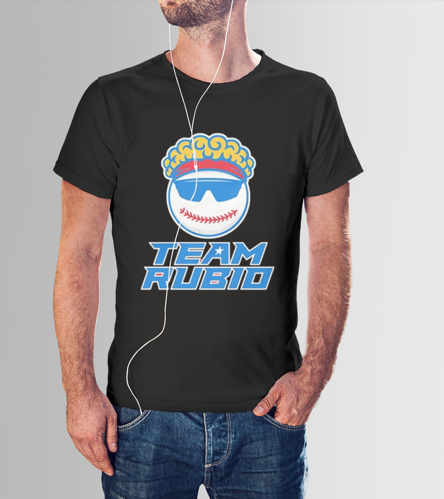 Team Rubio Baseball Puerto Rico Sunglasses Curly Hair T-Shirt