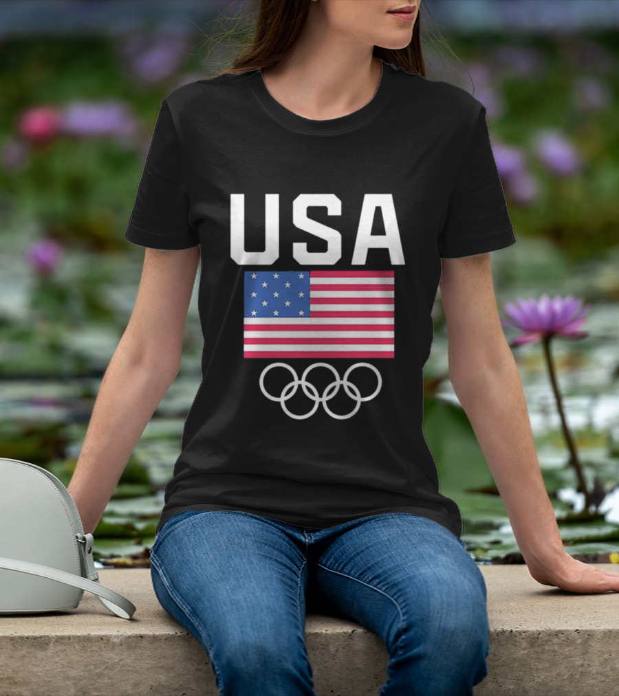 USA Flag Olympic Rings Team USA T-Shirt