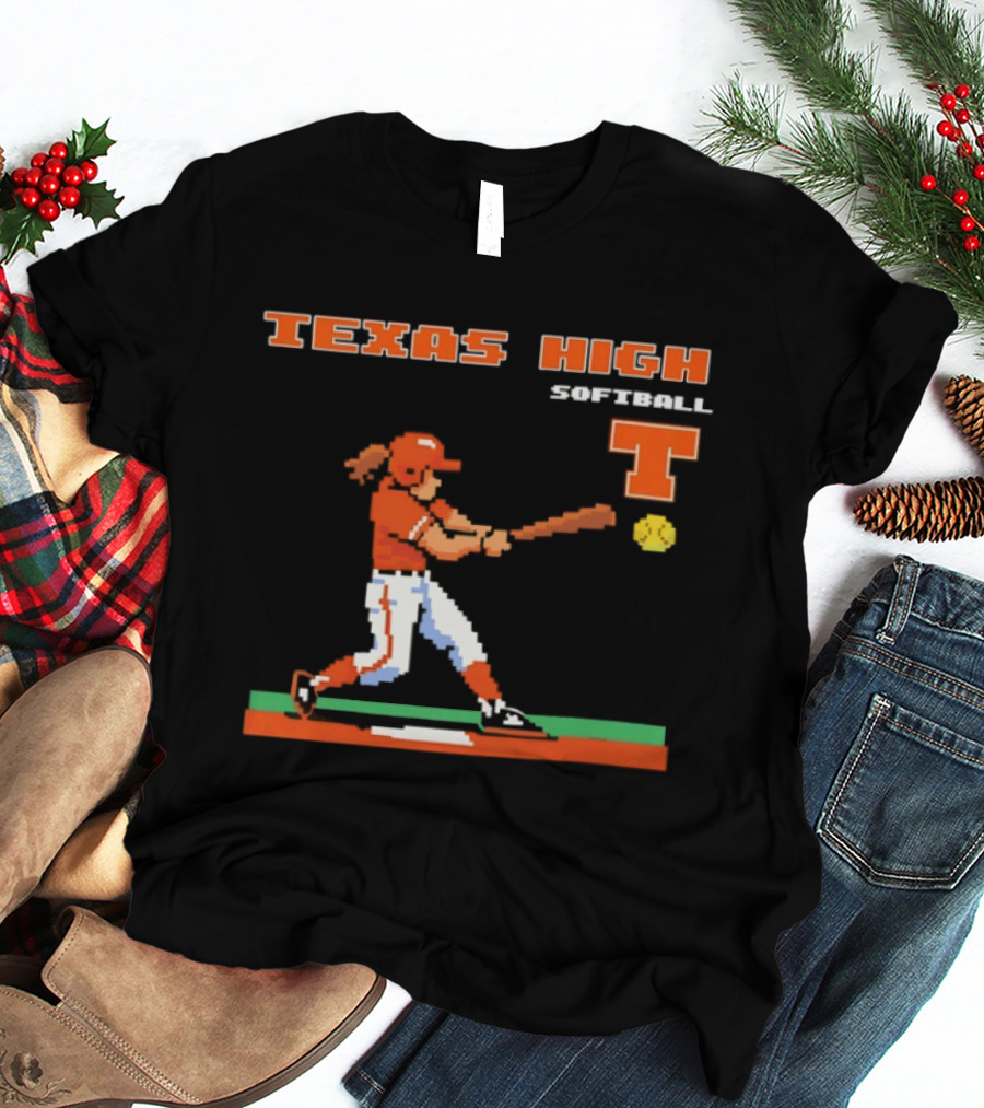 Texas High Softball Player Pixel Art T T-Shirt