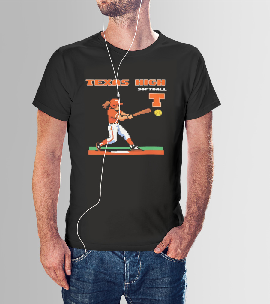 Texas High Softball Player Pixel Art T T-Shirt
