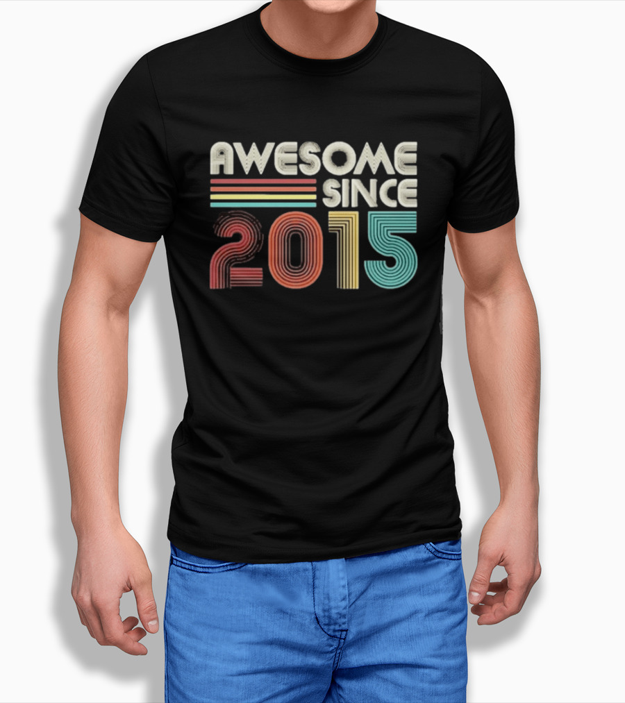 Awesome Since 2015 Retro Stripes T-Shirt