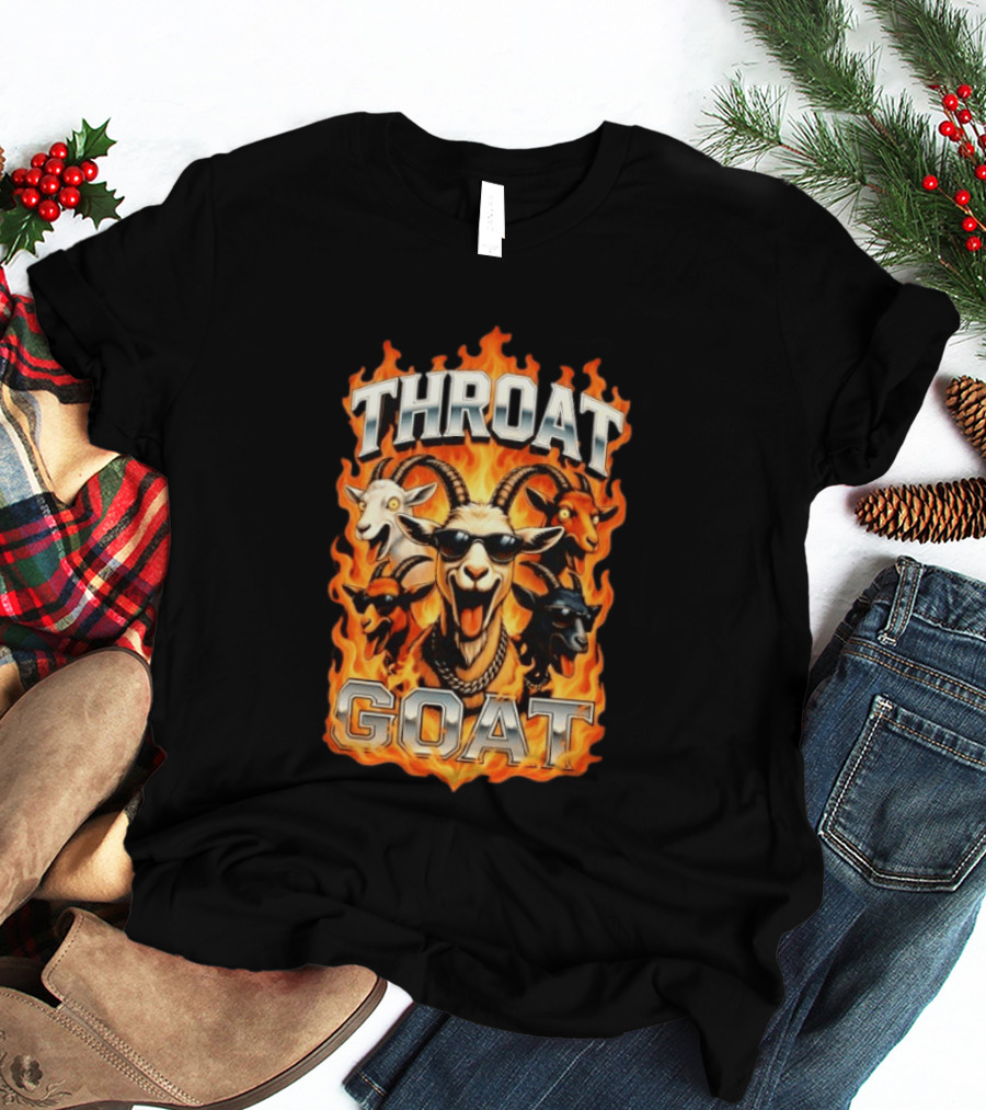 THROAT GOAT Fire And Flame Adult Humor Comedy T-Shirt
