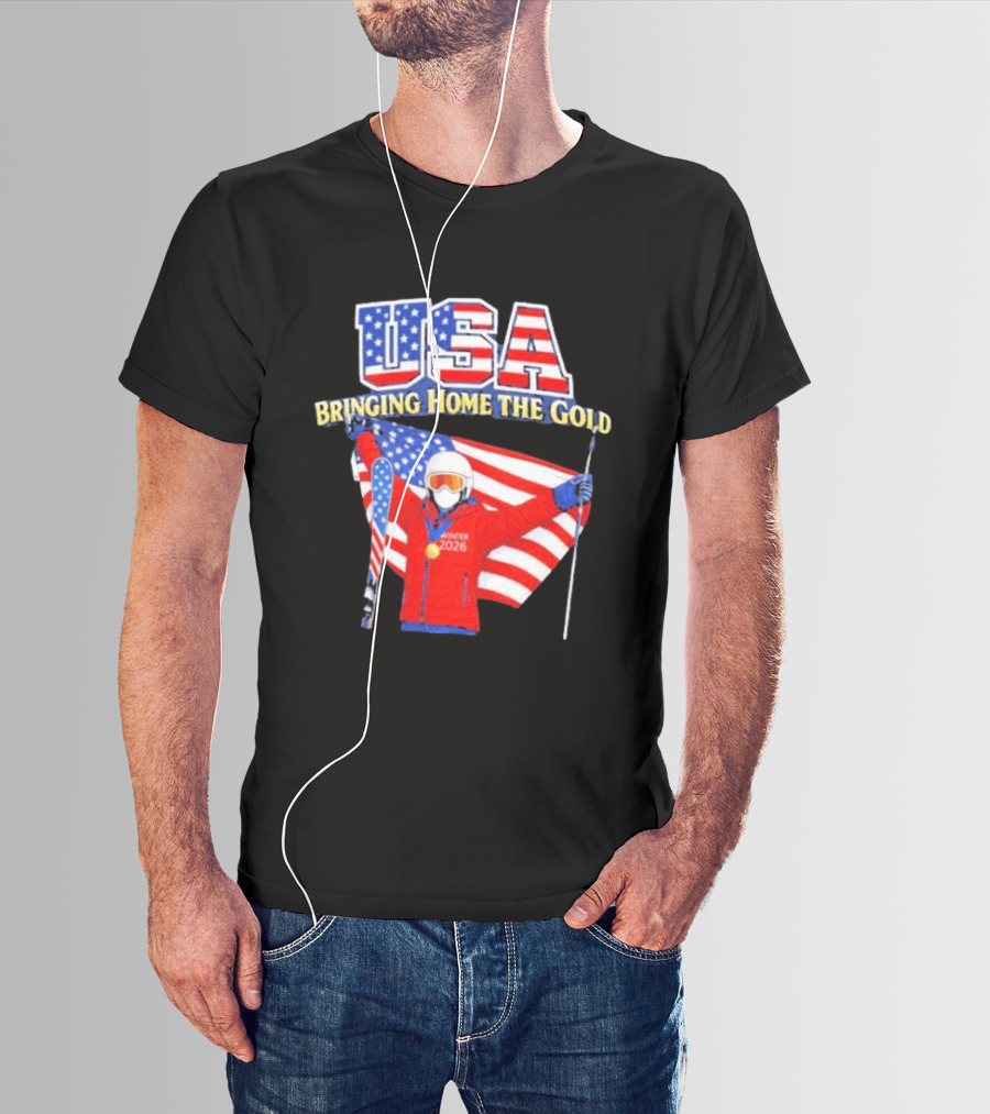 USA Bringing Home The Gold Winter 2026 Skiing Champion T-Shirt